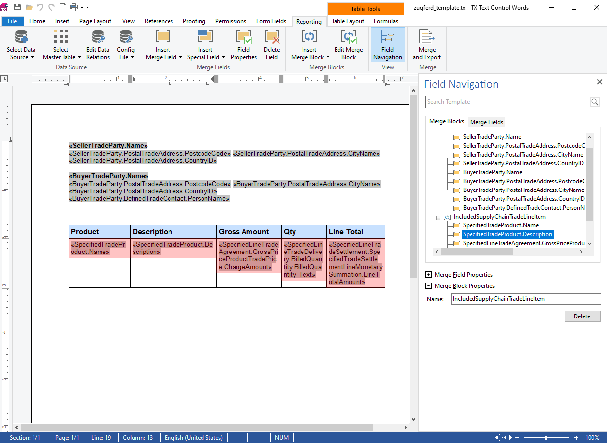 Creating templates with TX Text Control