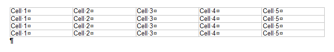 Table in TX Text Control