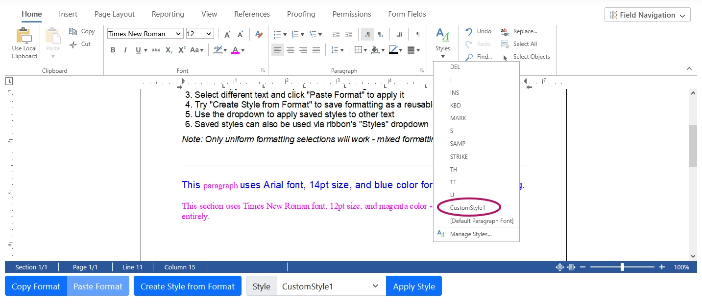 TX Text Control Style Collection TX Text Control Style Collection