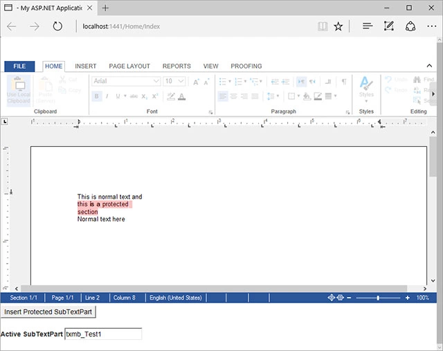 ASP.NET MVC: Adding protected sections to documents