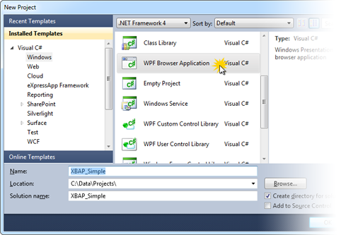 New XBAP Web Application