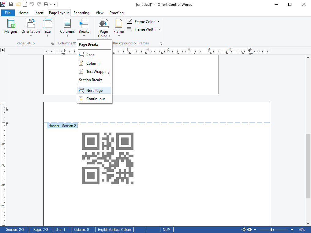 Page section support Page section support