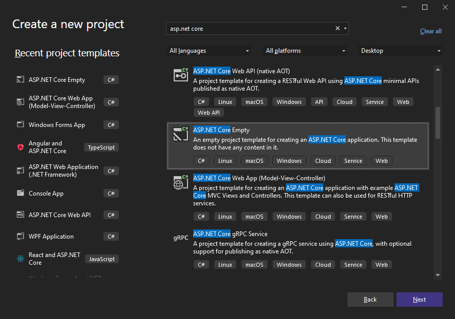 Creating the application Creating the application