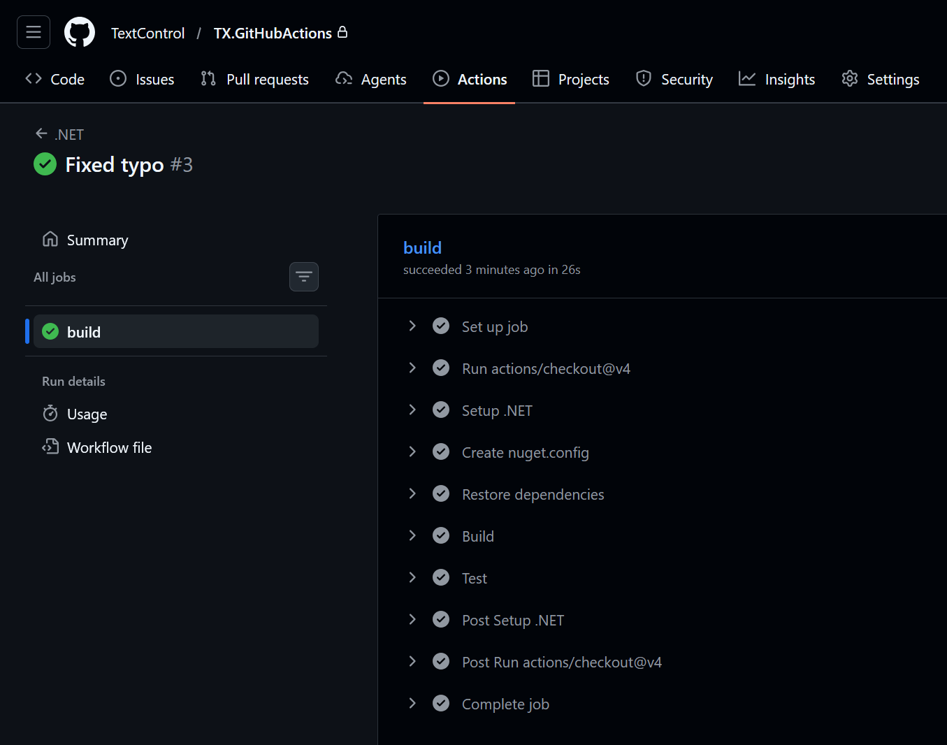 GitHub Actions Workflow Run