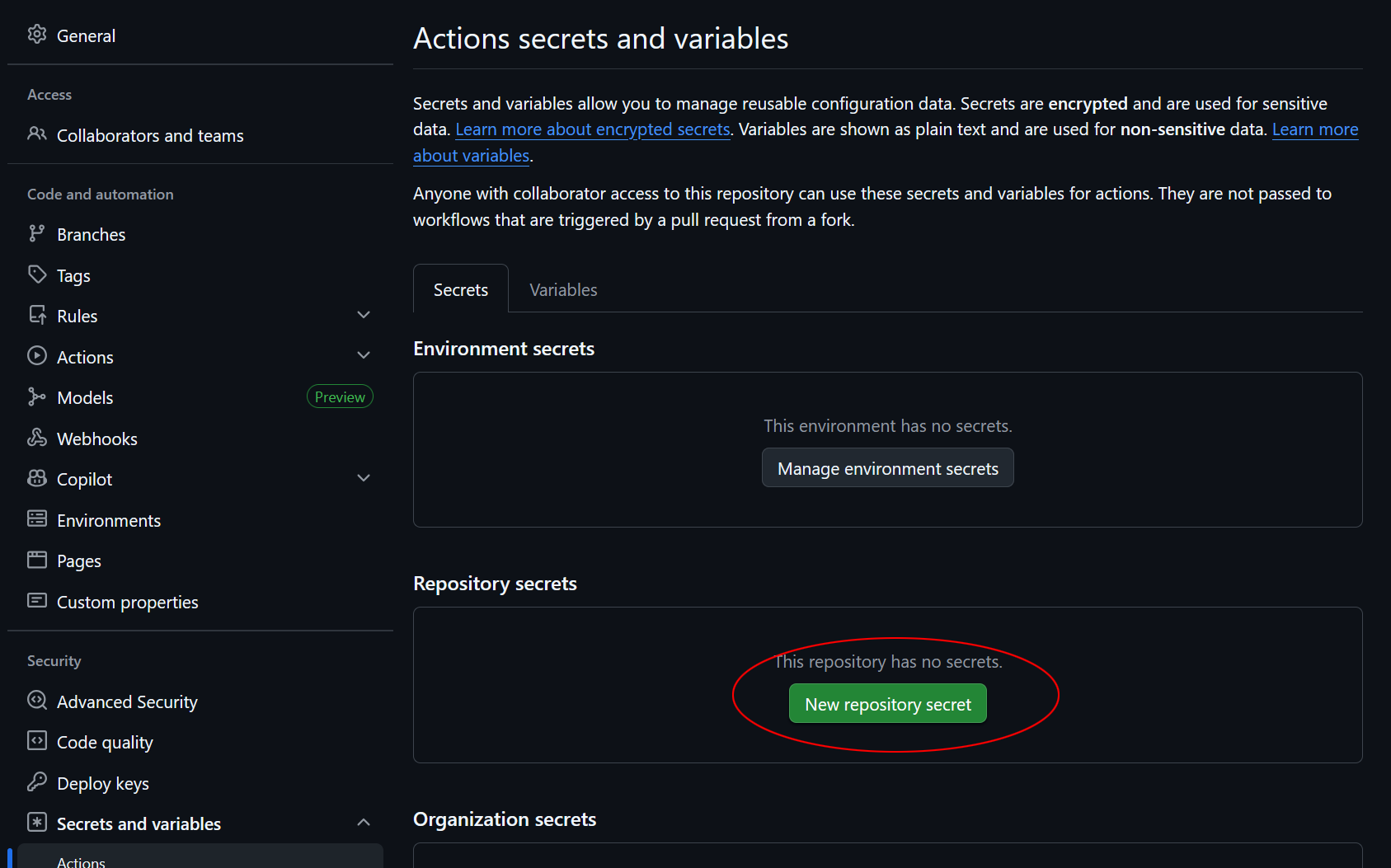 GitHub Secrets Configuration