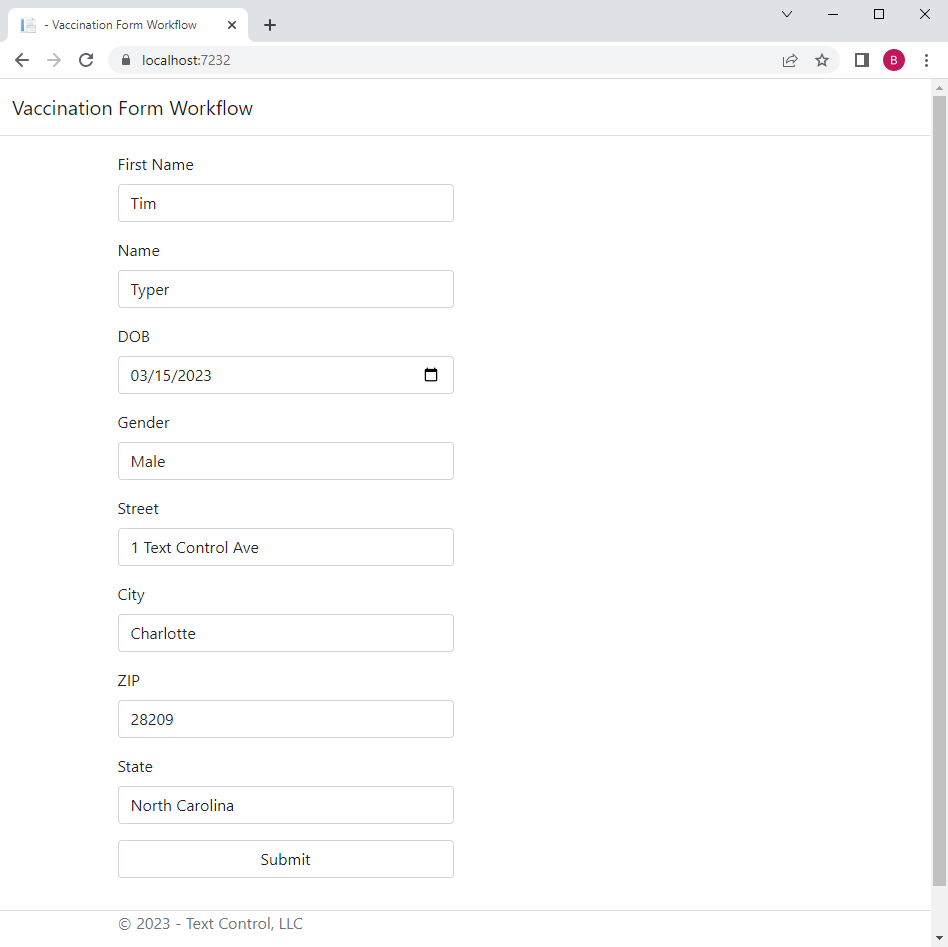 Vaccine Administration Record (VAR) Form