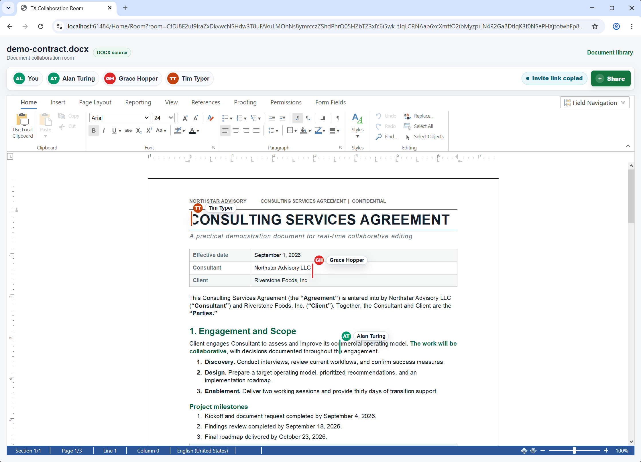 Presence caret and collaborator indicator in the document Presence caret and collaborator indicator in the document