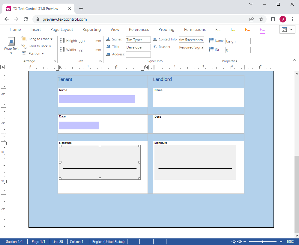 Signature fields Signature fields