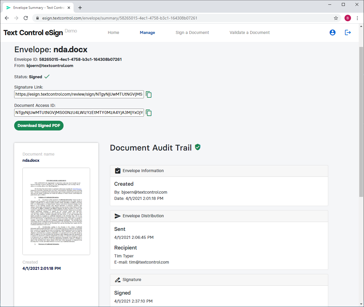 Text Control eSign