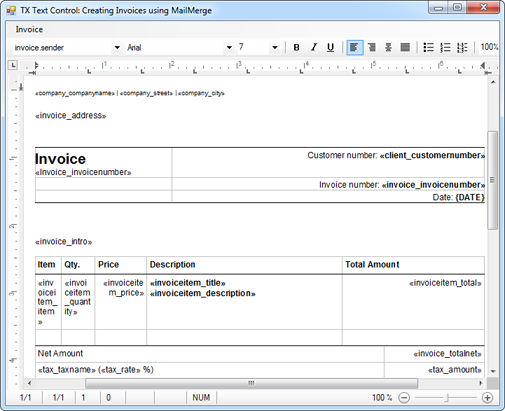 Creating Invoices using MailMerge