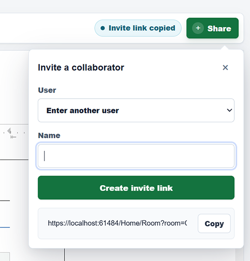 Share dialog for inviting a collaborator Share dialog for inviting a collaborator