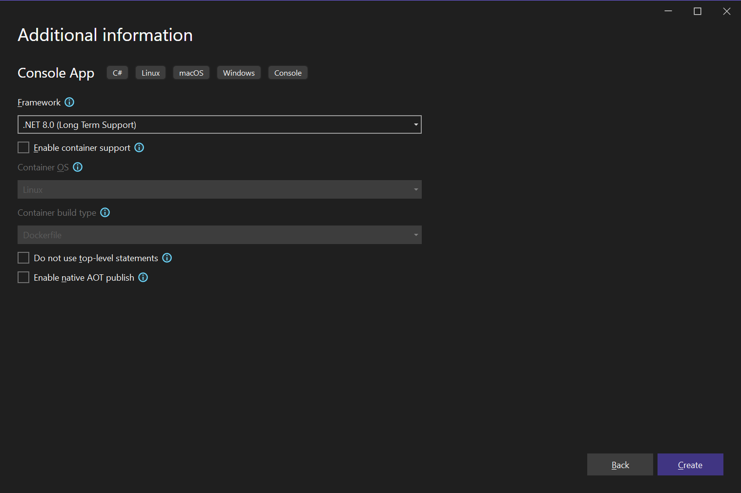 Creating the .NET 8 project