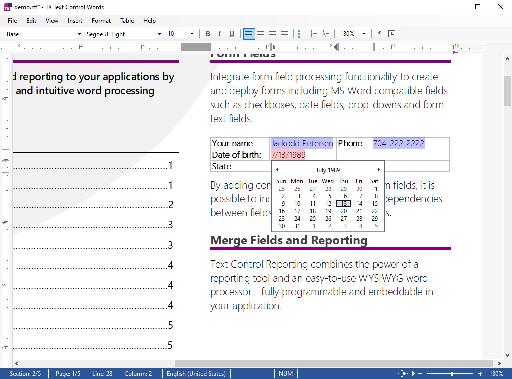 Programmable text fields Programmable text fields
