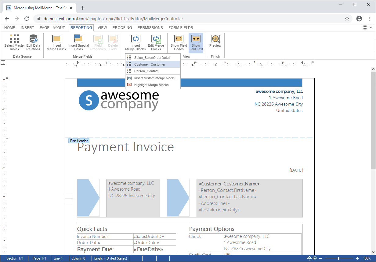 Creating documents with TX Text Control