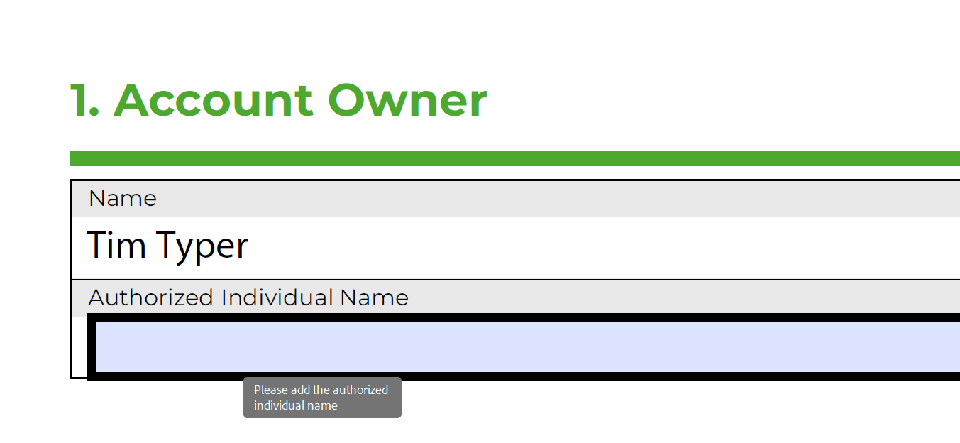 Detailed view of form fields placed within table cells
