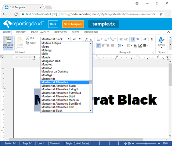 All Google Fonts now available in ReportingCloud