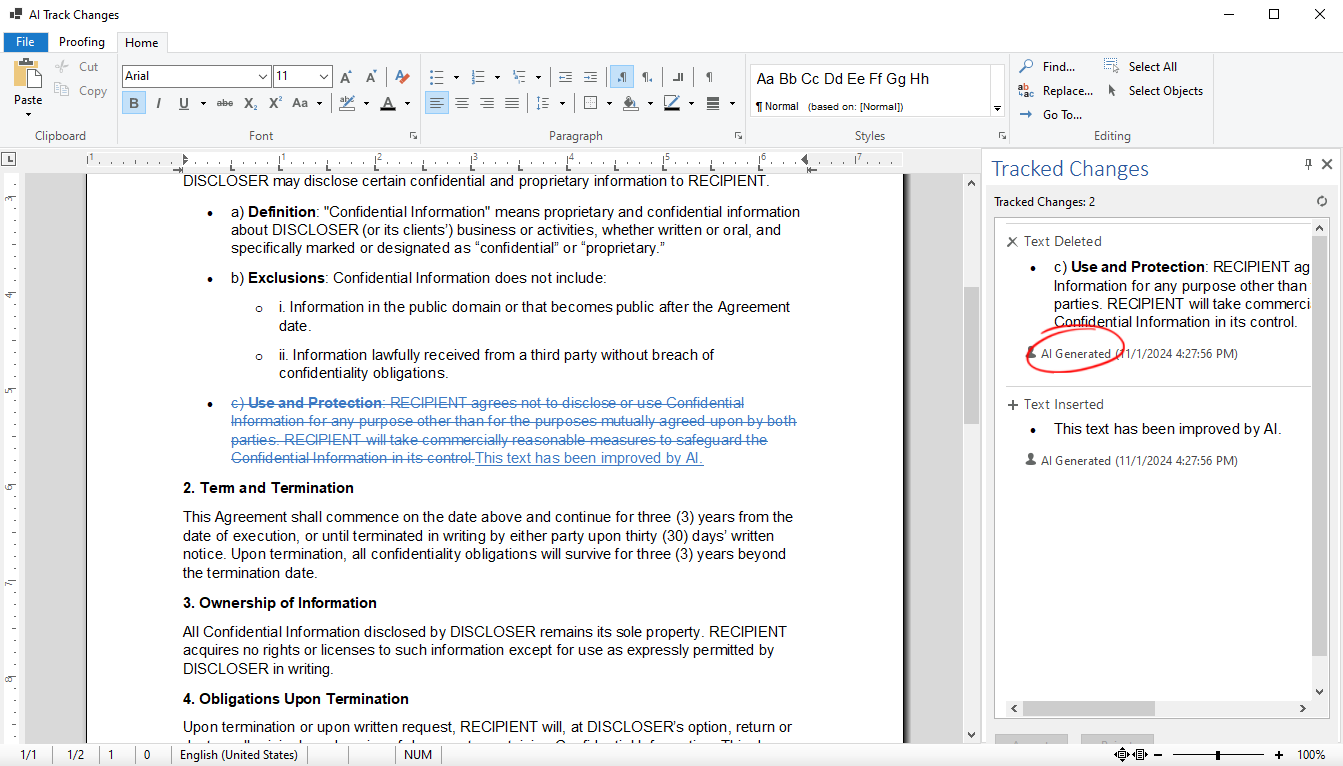 Track Changes with TX Text Control