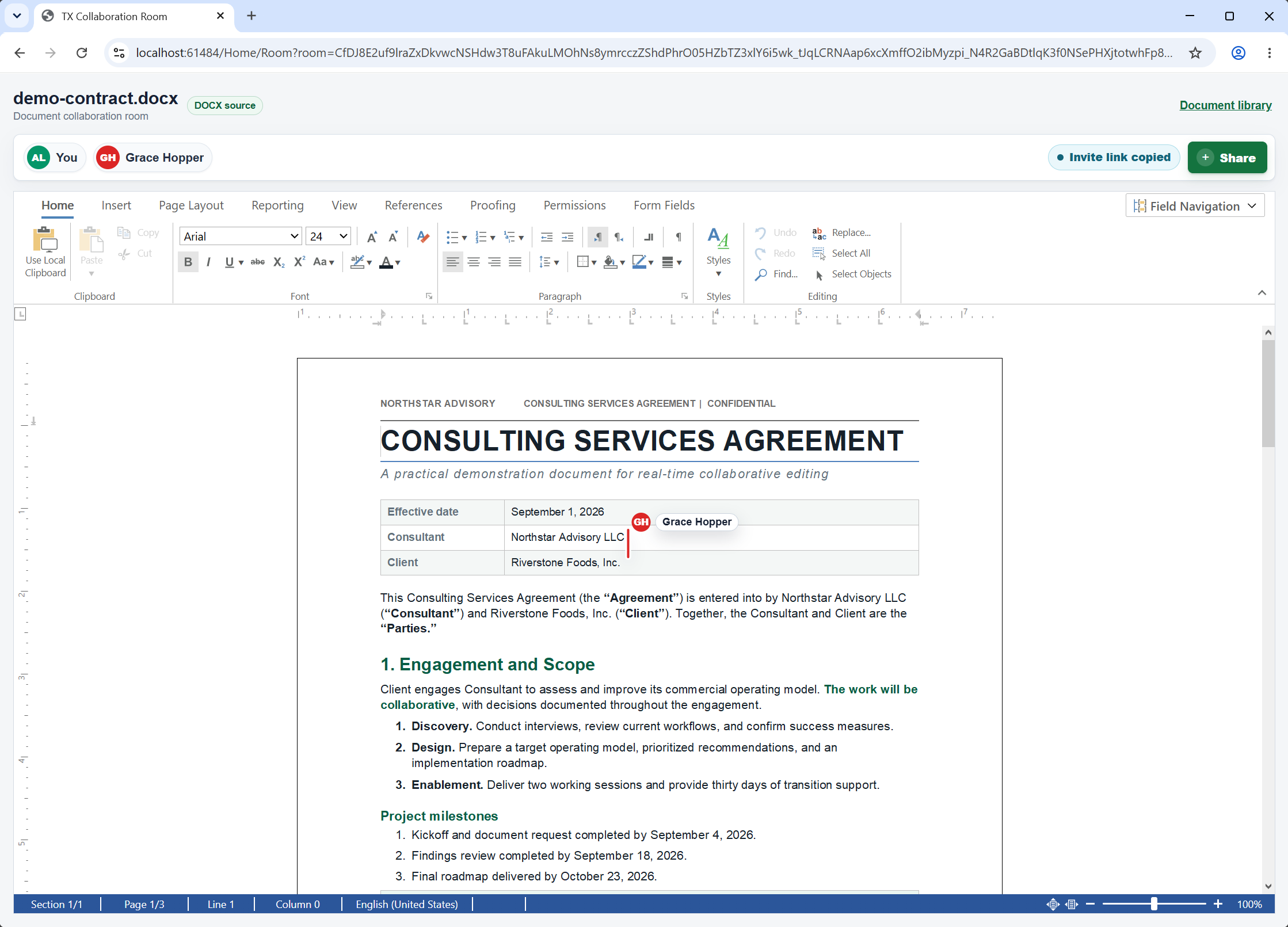 Collaboration bar with presence and synchronization status Collaboration bar with presence and synchronization status