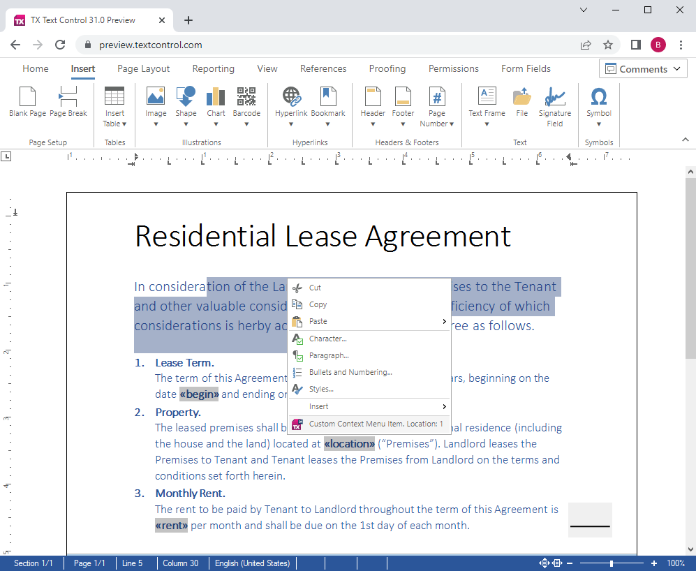 Customizable context menu Customizable context menu