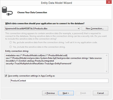 Create model with the EF Designer