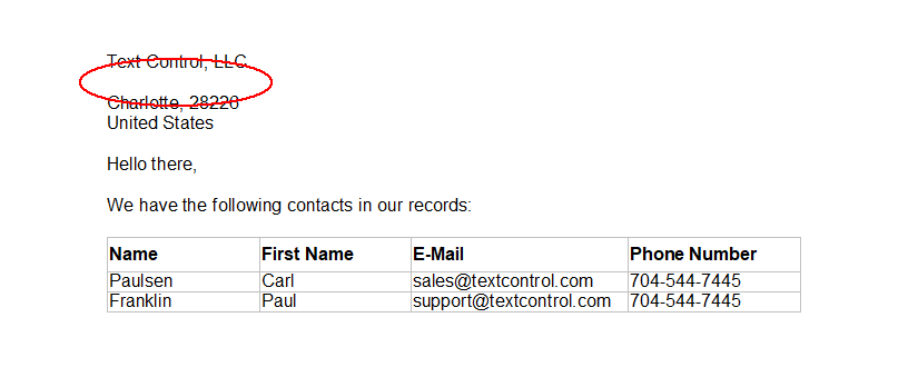 TX Text Control sample template TX Text Control sample template