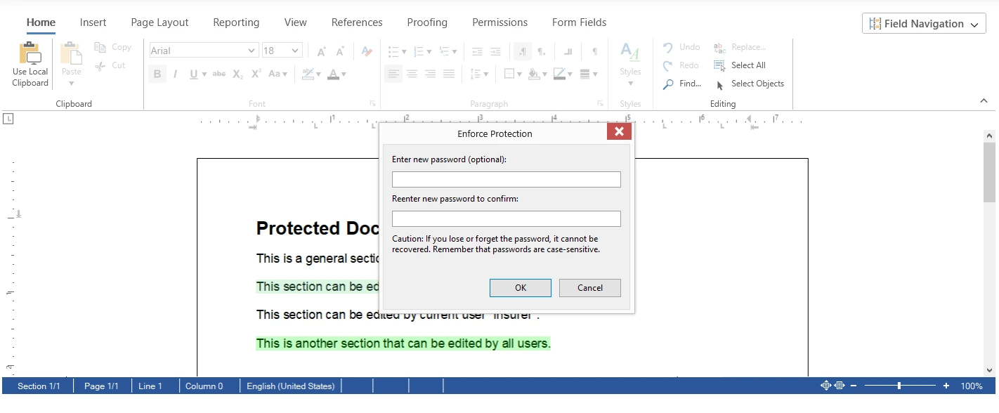 Password Protected Document in TX Text Control