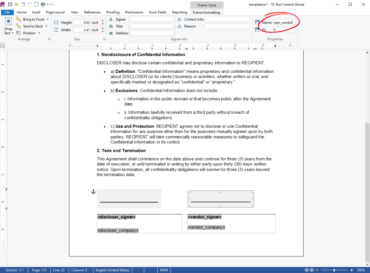 Creating signature templates with TX Text Control