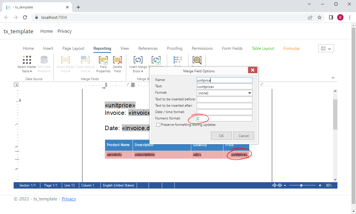 Invoice creation with TX Text Control