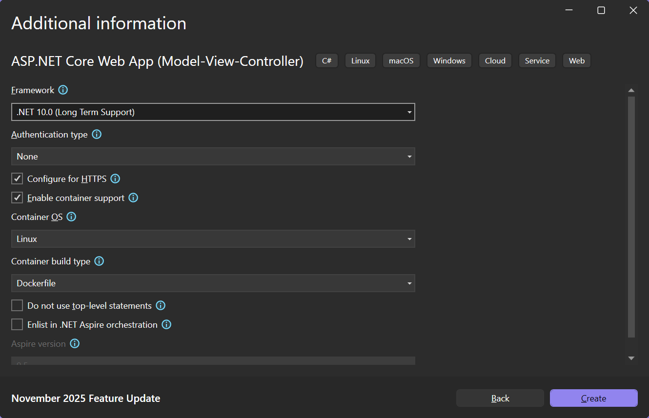 Creating the .NET 10 project