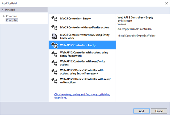Creating the Web API project