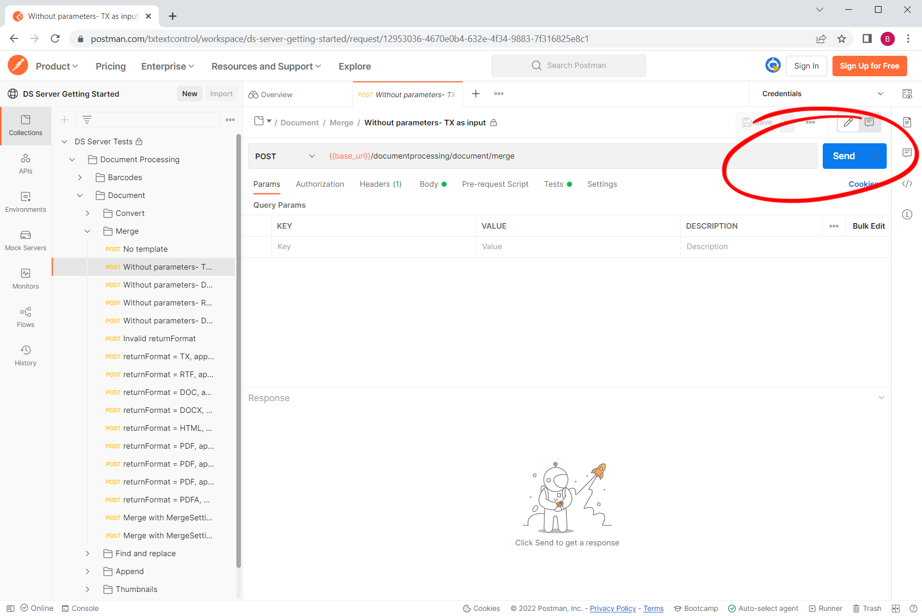 Postman Workspace for DS Server Postman Workspace for DS Server