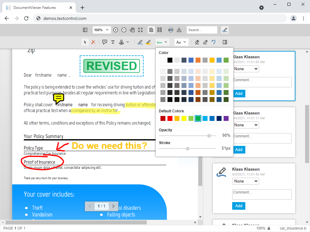 Annotations: Stamps, notes and drawings Annotations: Stamps, notes and drawings