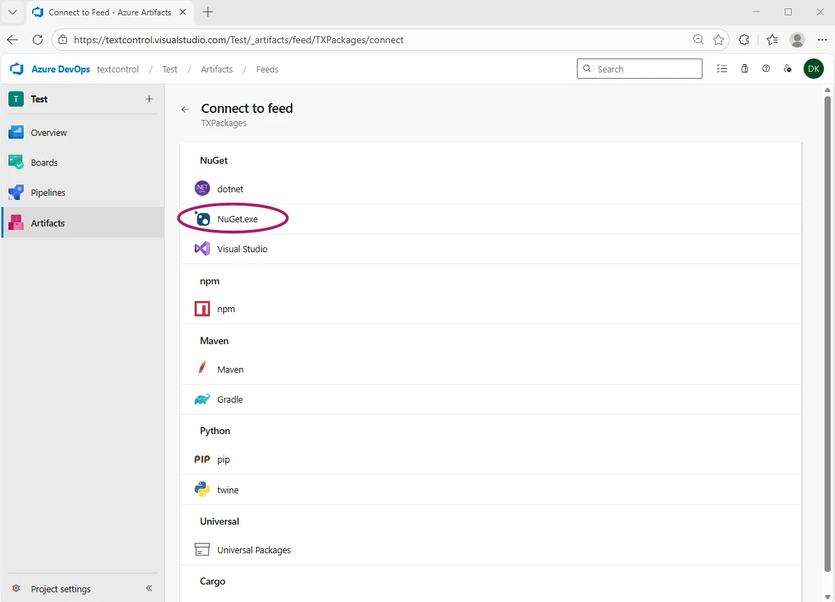 Connect to NuGet Connect to NuGet
