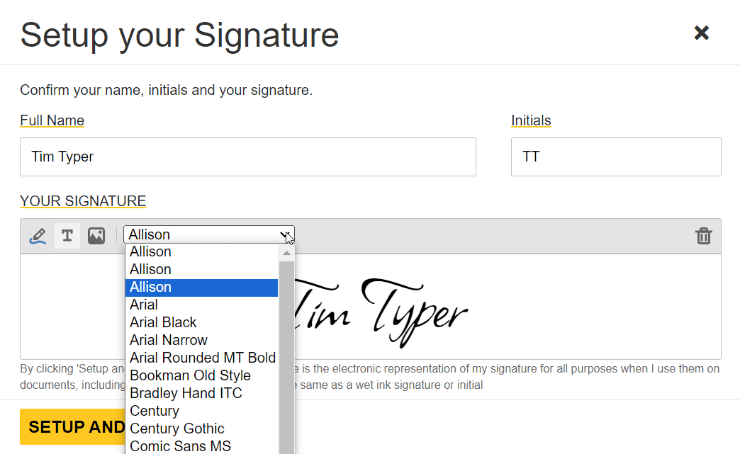 Creating signatures with TX Text Control