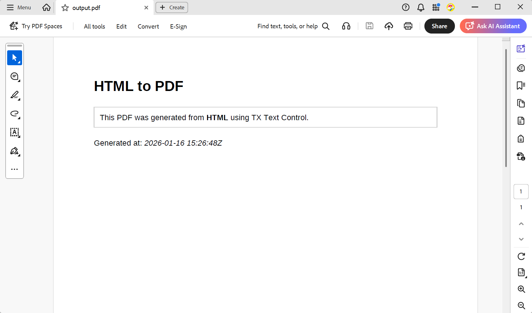Generated PDF Output