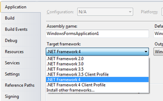 Application settings Application settings