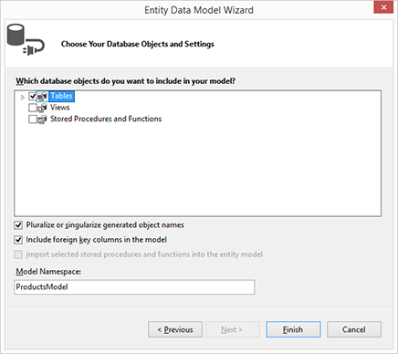 Create model with the EF Designer