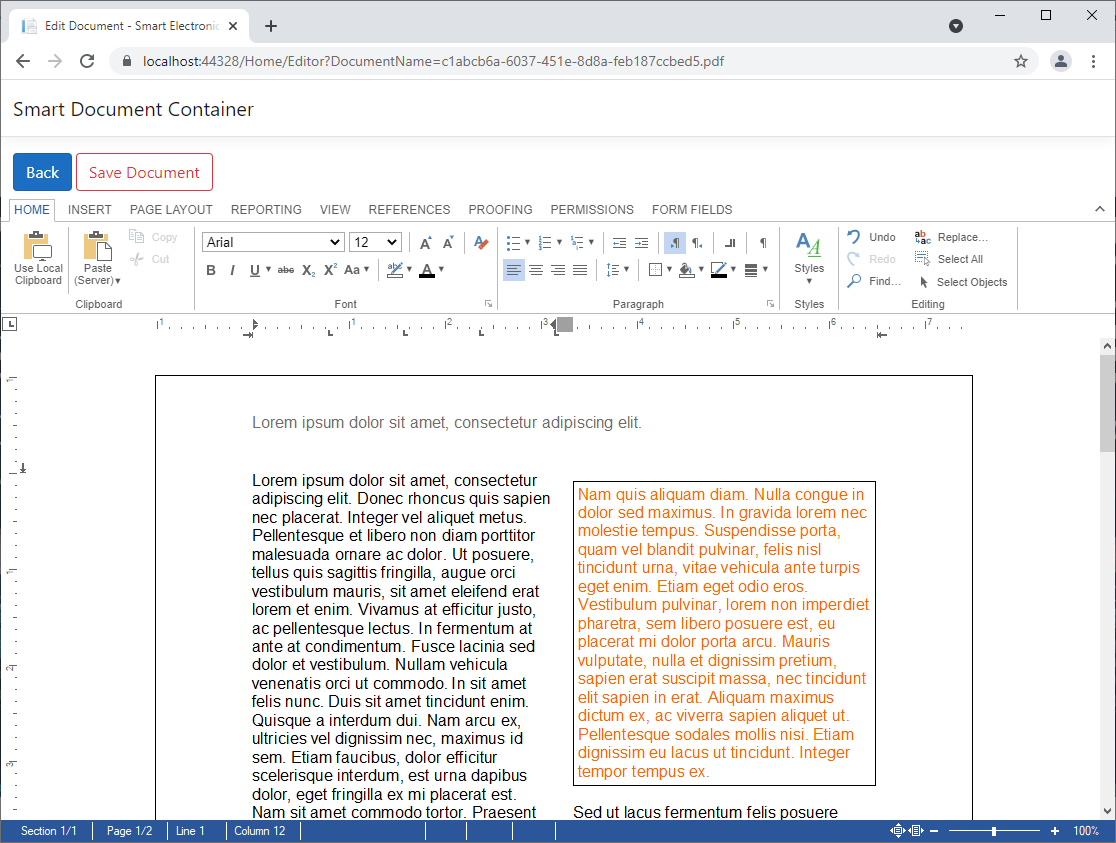 Embedded document layers Embedded document layers