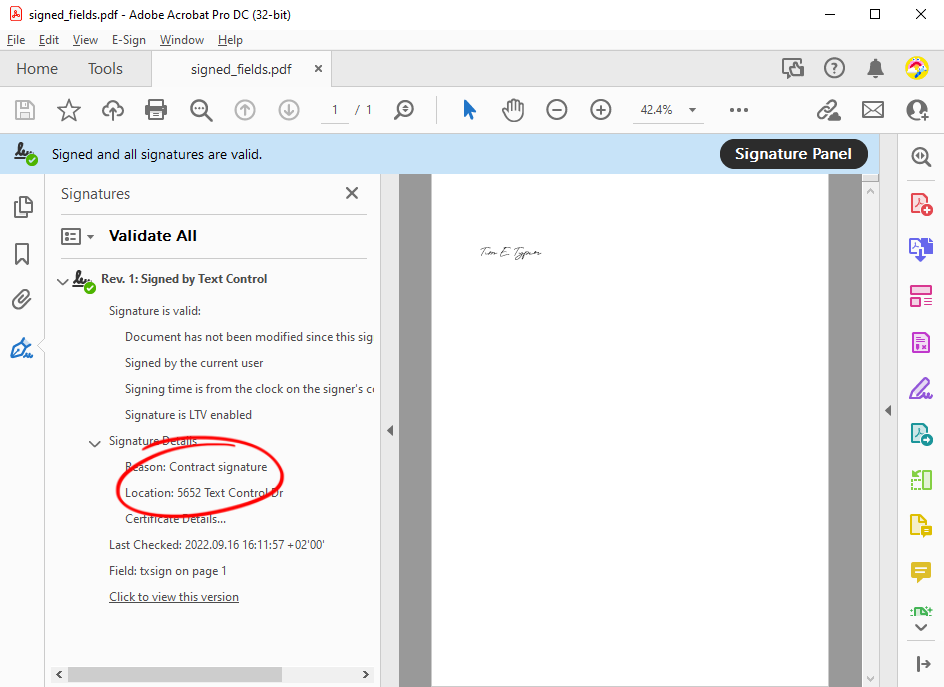 Signing a PDF document Signing a PDF document