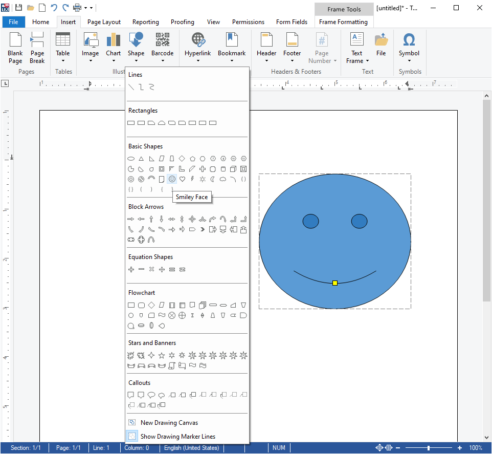 TX Text Control shapes