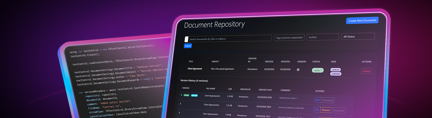 File Based Document Repository with Version Control in .NET with TX Text Control File Based Document Repository with Version Control in .NET with TX Text Control