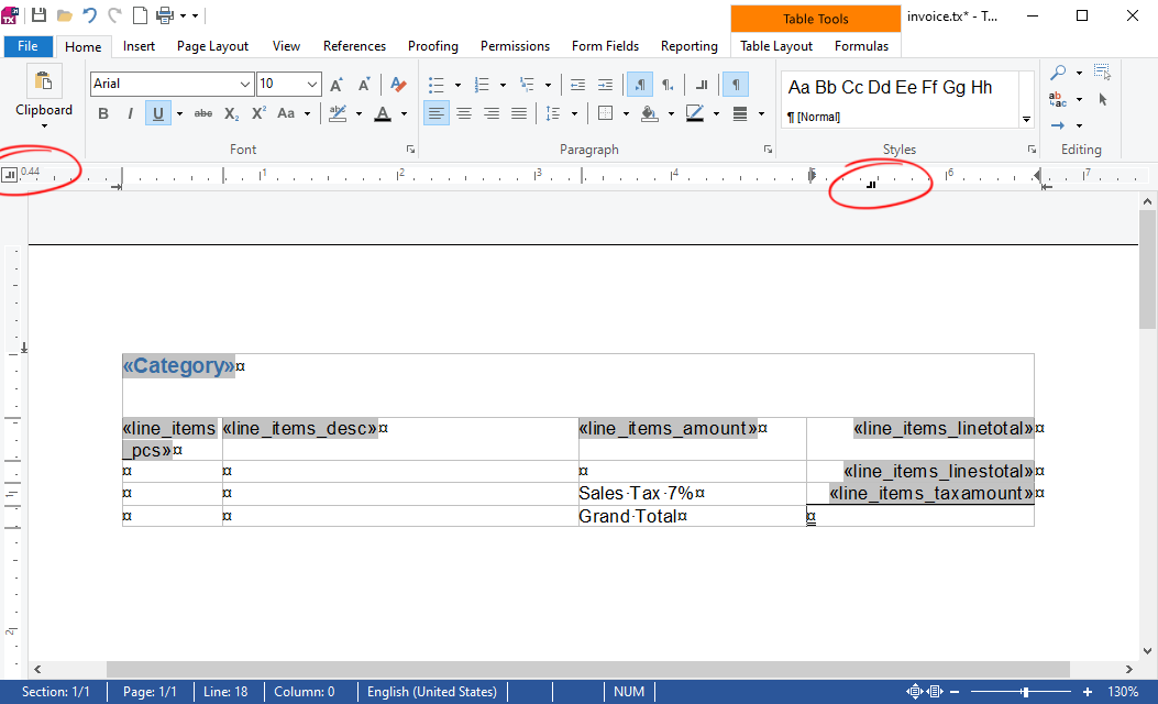 Invoice template