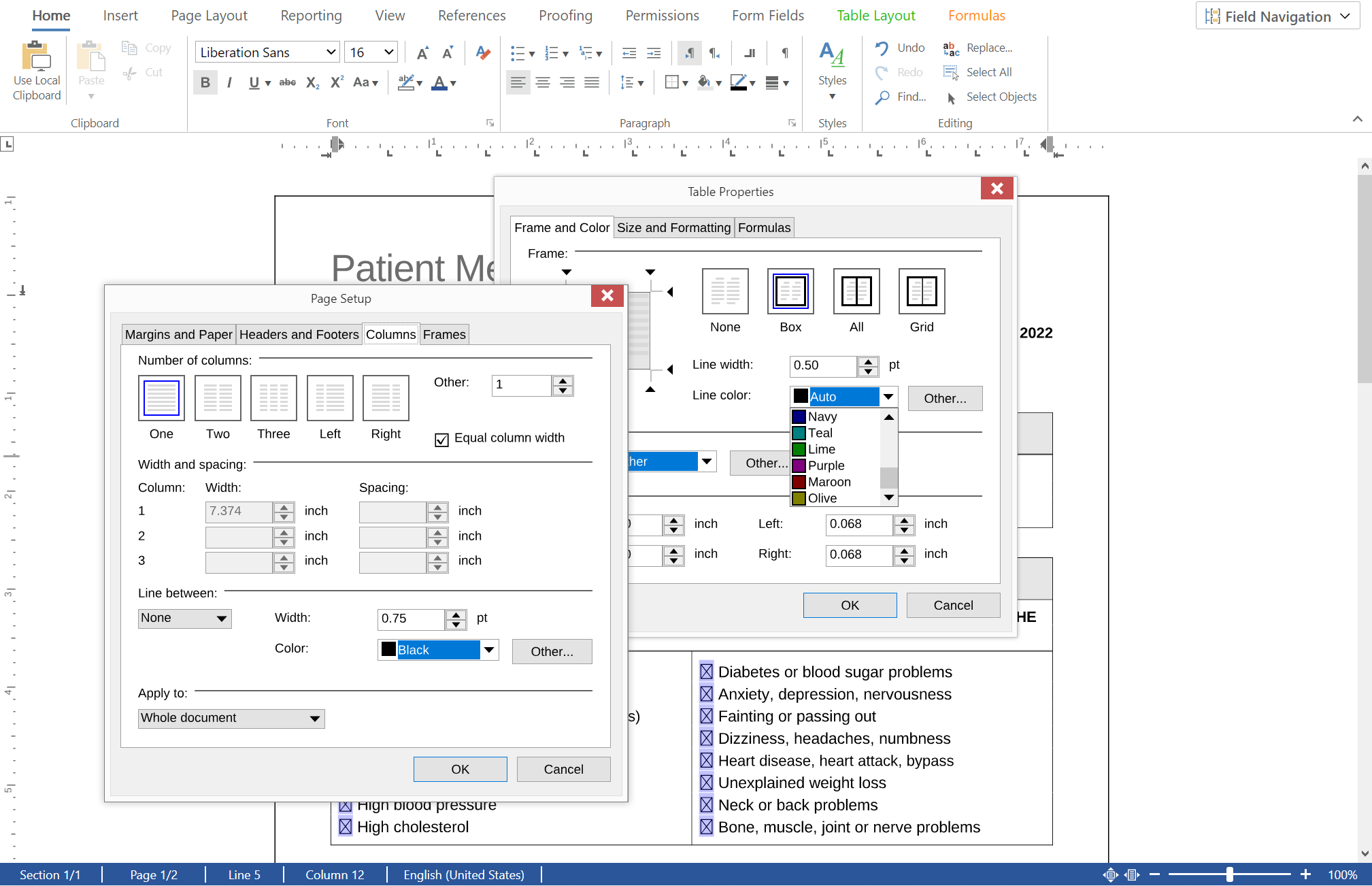 New dialog boxes