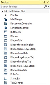 Visual Studio toolbox TX Text Control X14 Visual Studio toolbox TX Text Control X14