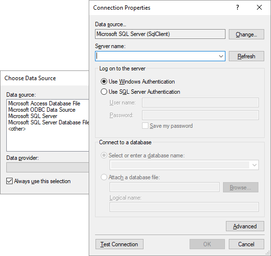 DatabaseConnectionDialog DatabaseConnectionDialog