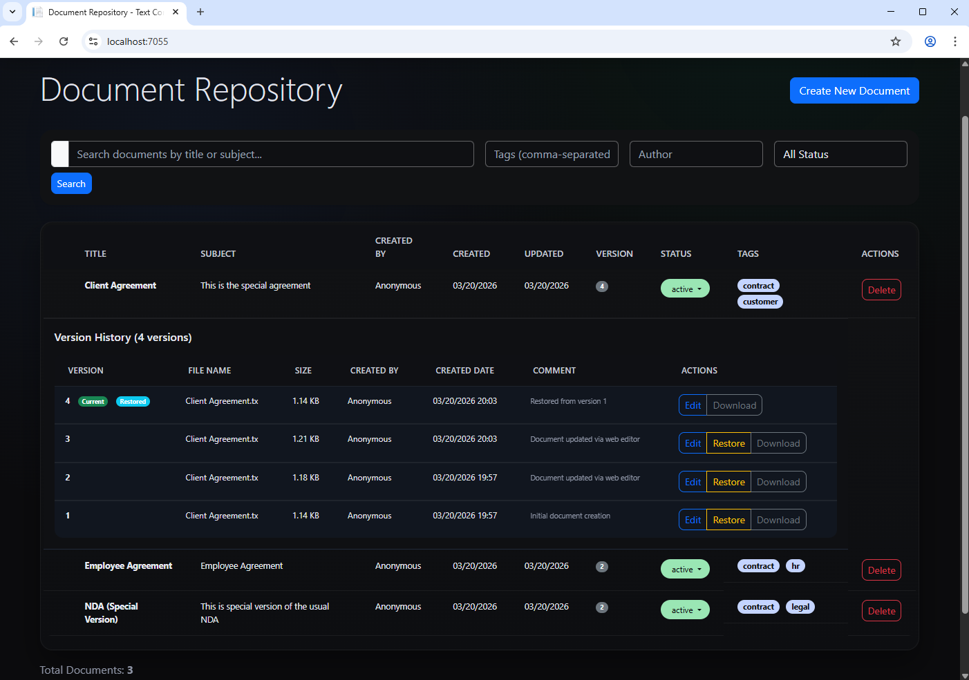 Demo Application Demo Application