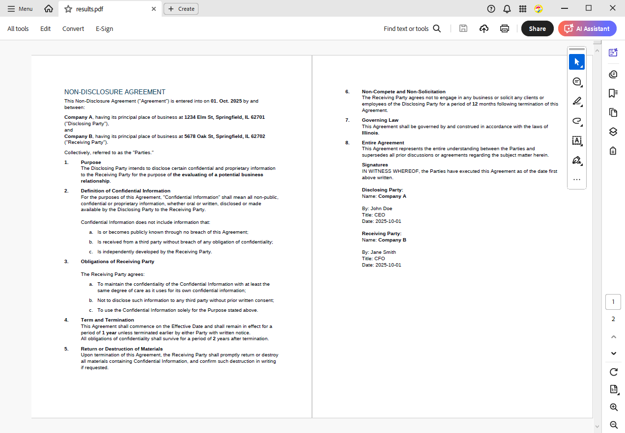 NDA template with all sections NDA template with all sections