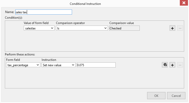 Form fields and formulas
