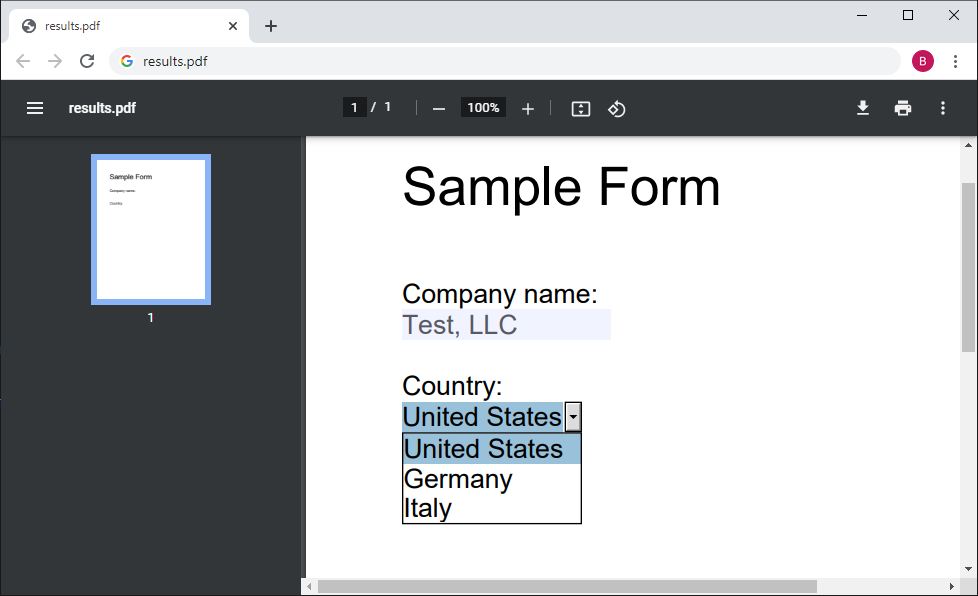 Form fields in TX Text Control