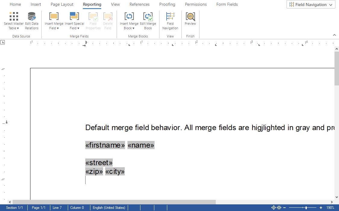 Default merge field behavior Default merge field behavior